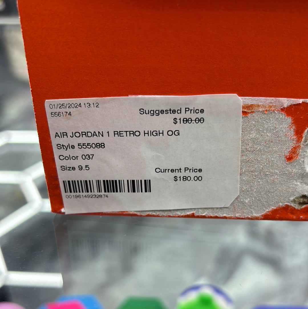 Air Jordan one retro high OG style 555088, color 037, size 9.5 M