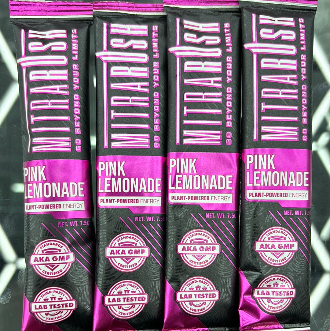 MitraRush Kratom Extract Powder Energy Drink Pink Lemonade