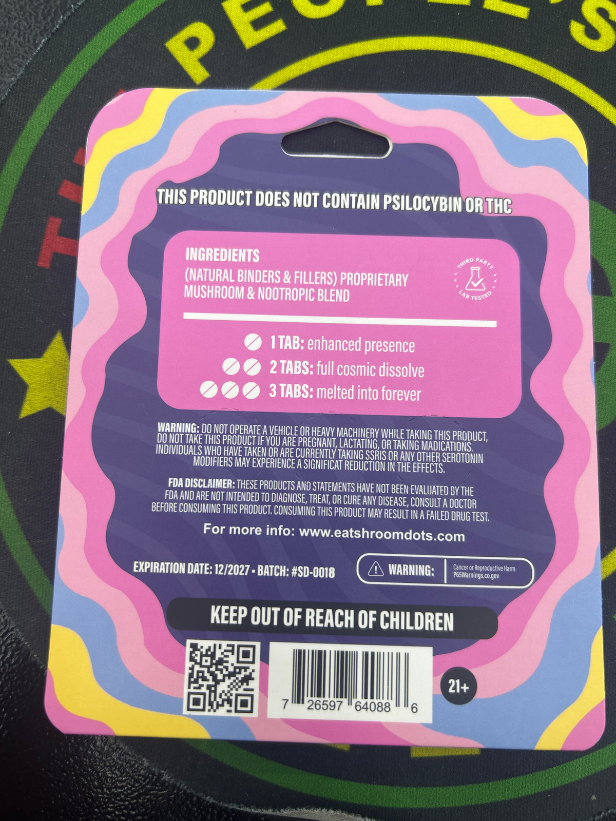 Shroom dots proprietary mushroom and nootropic blend super dose 2000mg per tab strawberry