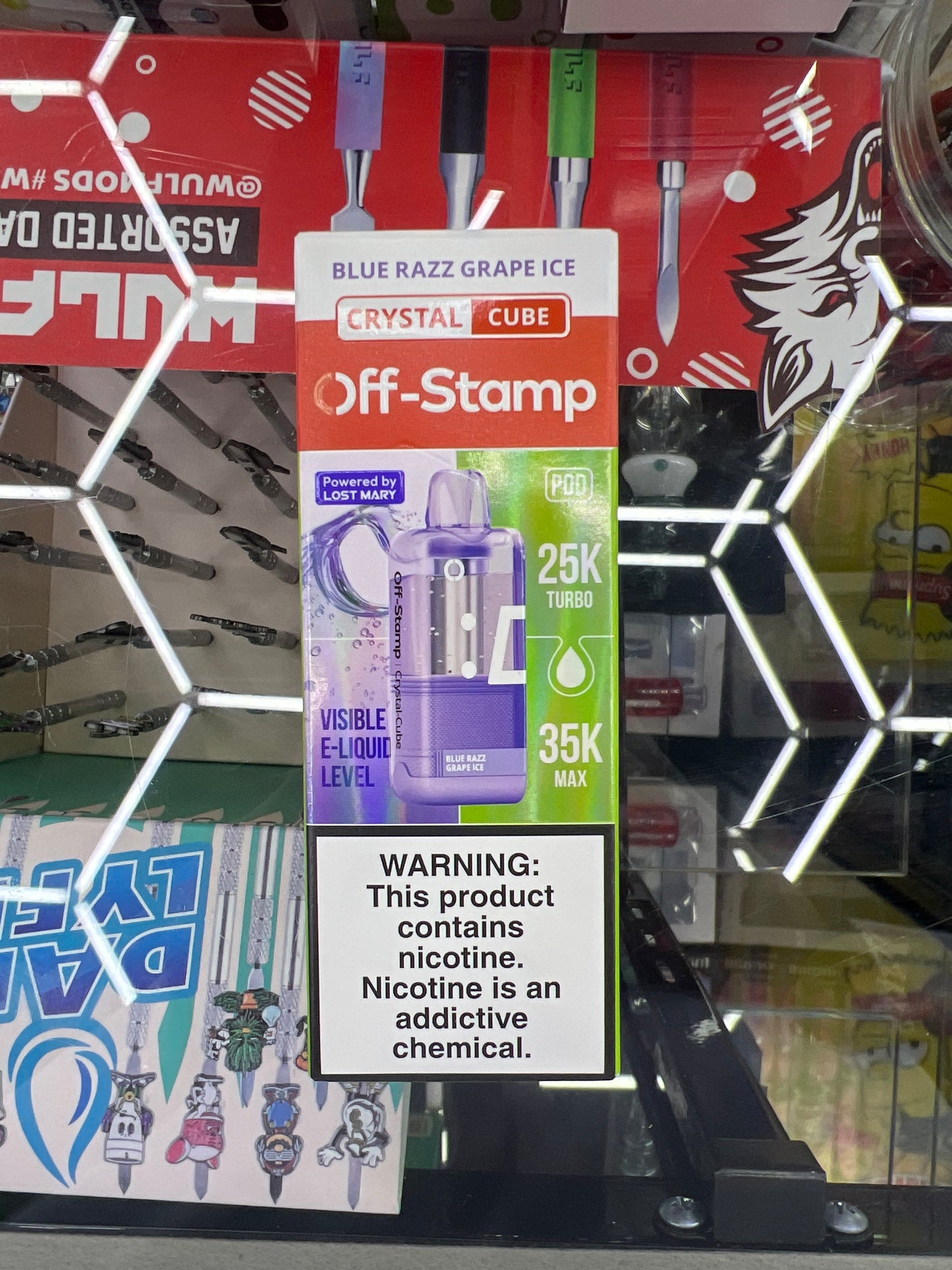 Off stamp crystal cube 25K blue razz grape ice