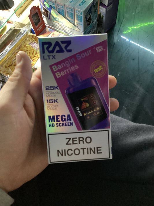 Raz LXT zero nicotine bangin sour berries