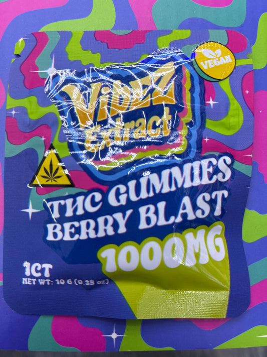 Vibez extract Thc gummies 1000mg berry blast