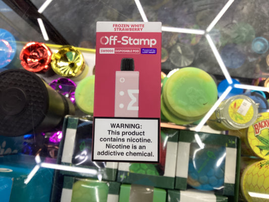 Off stamp pod frozen white strawberry