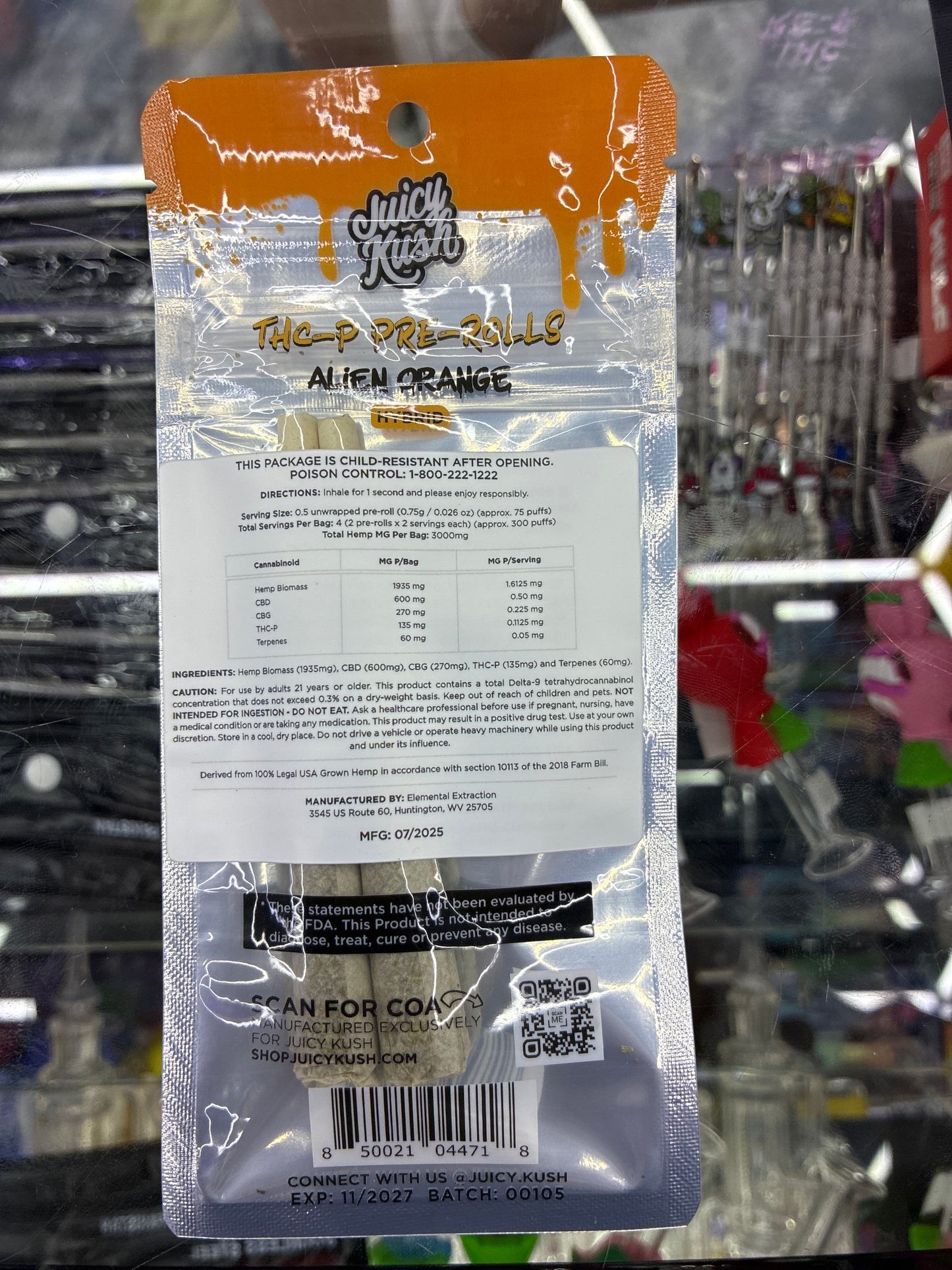 Juicy kush thc-p prerolls 3g alien orange hybrid