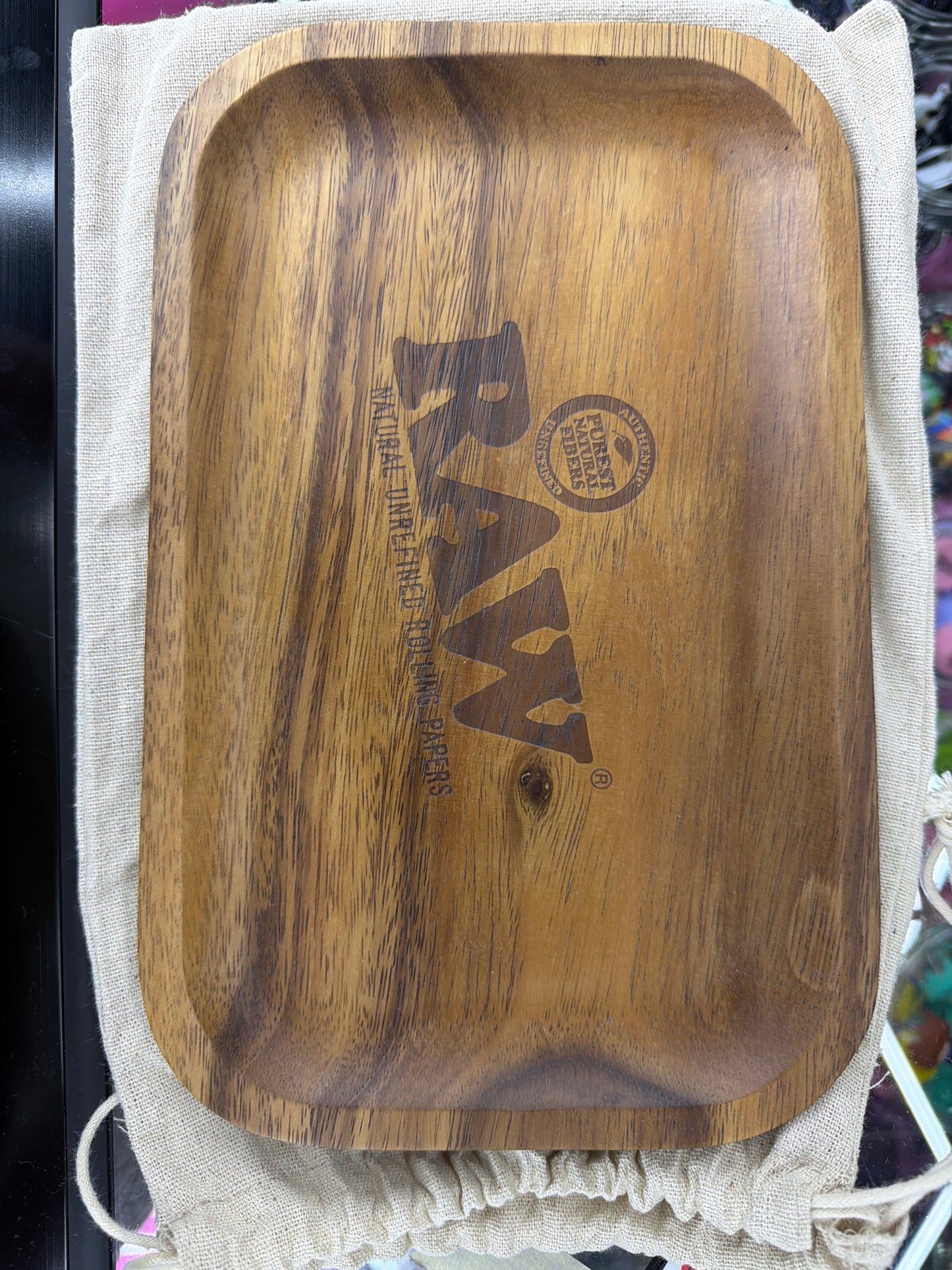 RAW WOODEN ROLLING TRAY