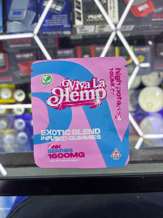 Viva la hemp exotic blend infused gummies pink berries  1600mg