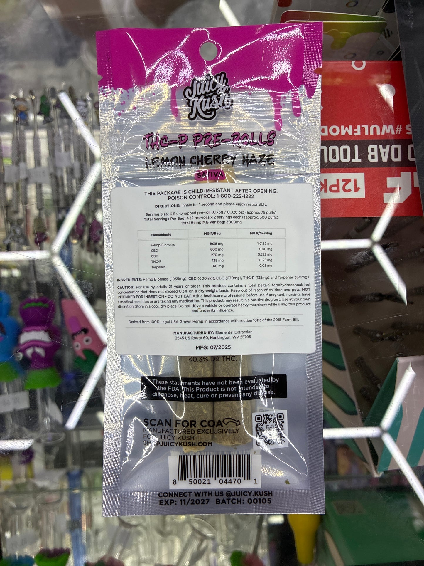 Juicy kush thc-p prerolls 3g lemon cherry haze sativa