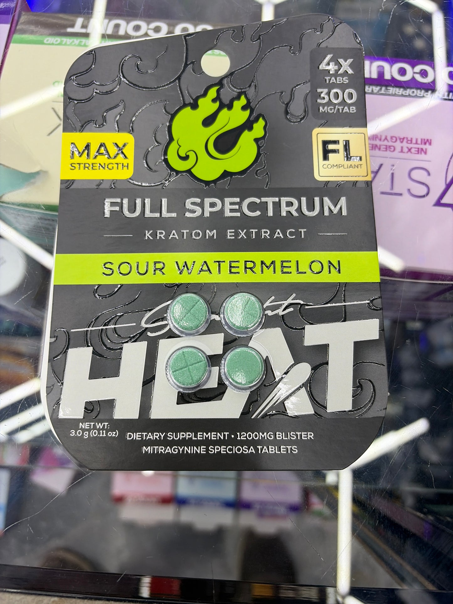 Heat full spectrum Kratom extract sour watermelon 300 mg tab