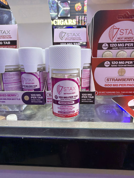 7 STAX - Kratom Extract Tablets 120mg 15ct Raspberry