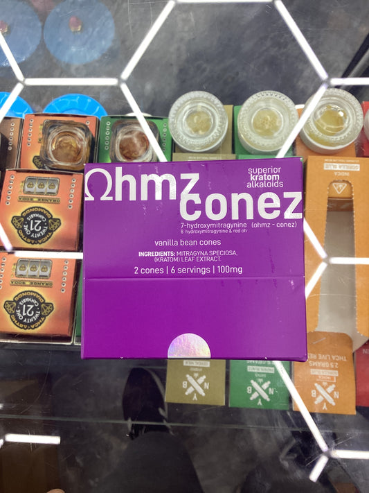 OHmz cones vanilla bean cones, two cones for servings 70 MG