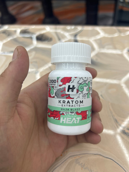 Heat Kratom extracts 10x bottle 200mg tabs 2000mg Baja blast