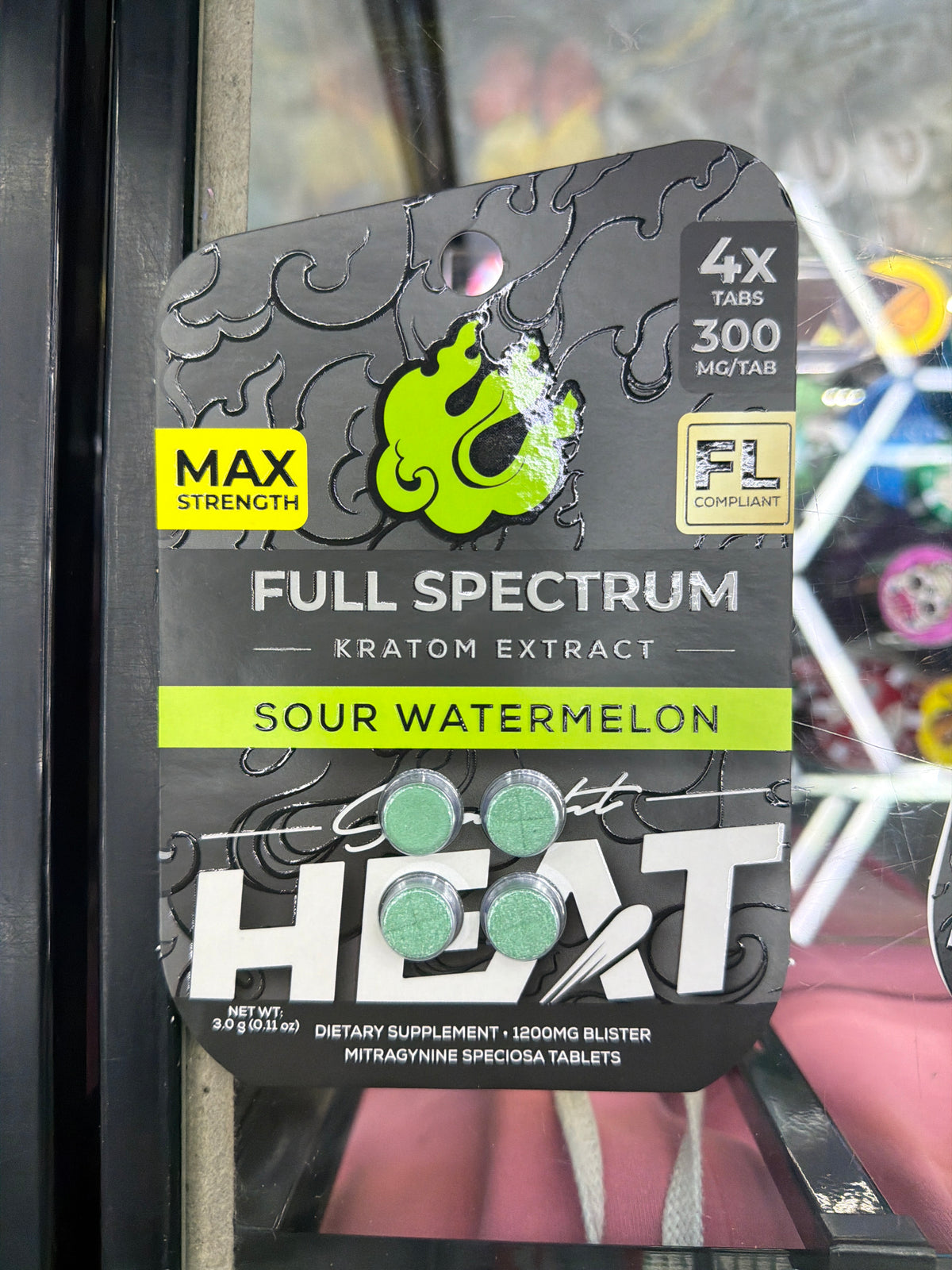 Heat full spectrum kratom extract 300mg x 4ct sour watermelon