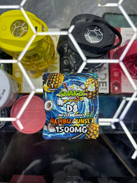 Smak’d THC infuse gummy’s 1500MG 1 gummy per bag Malibu Sunset