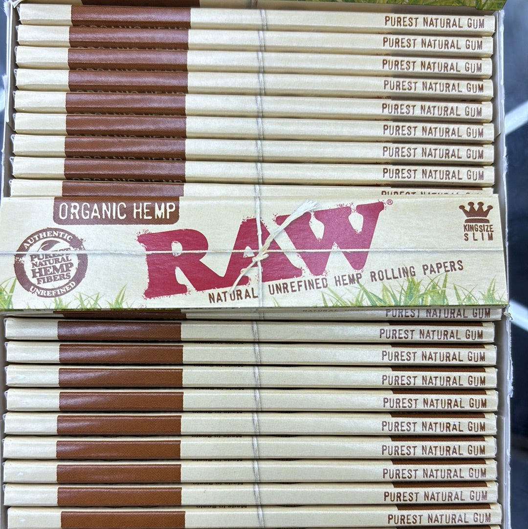 Raw natural unrefined, hemp, rolling papers king size, slim