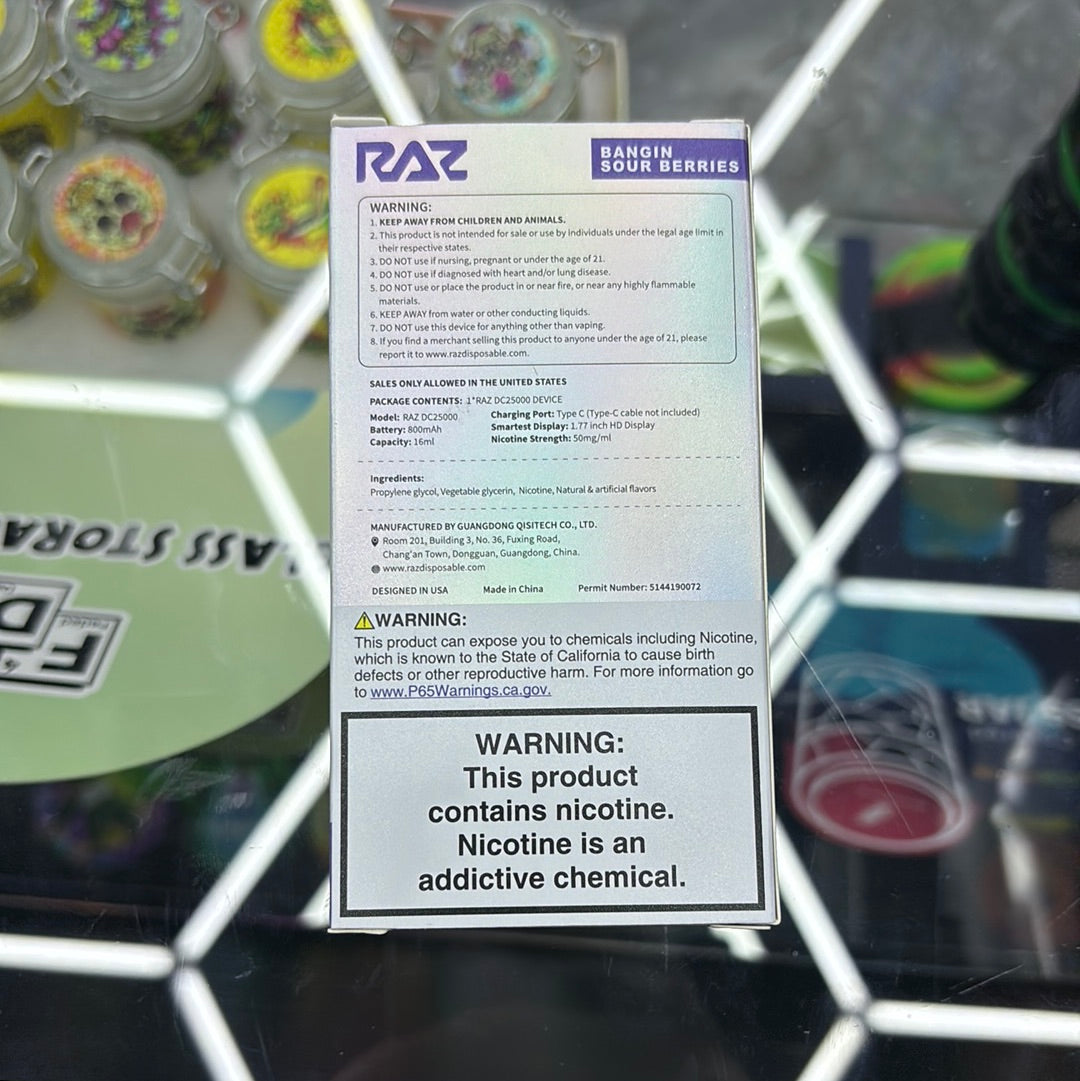 Raz dc25000 25k puffs banging, sour berries