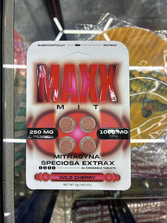 MAXX mit kratom extract tablets wild cherry 250mg 4ct