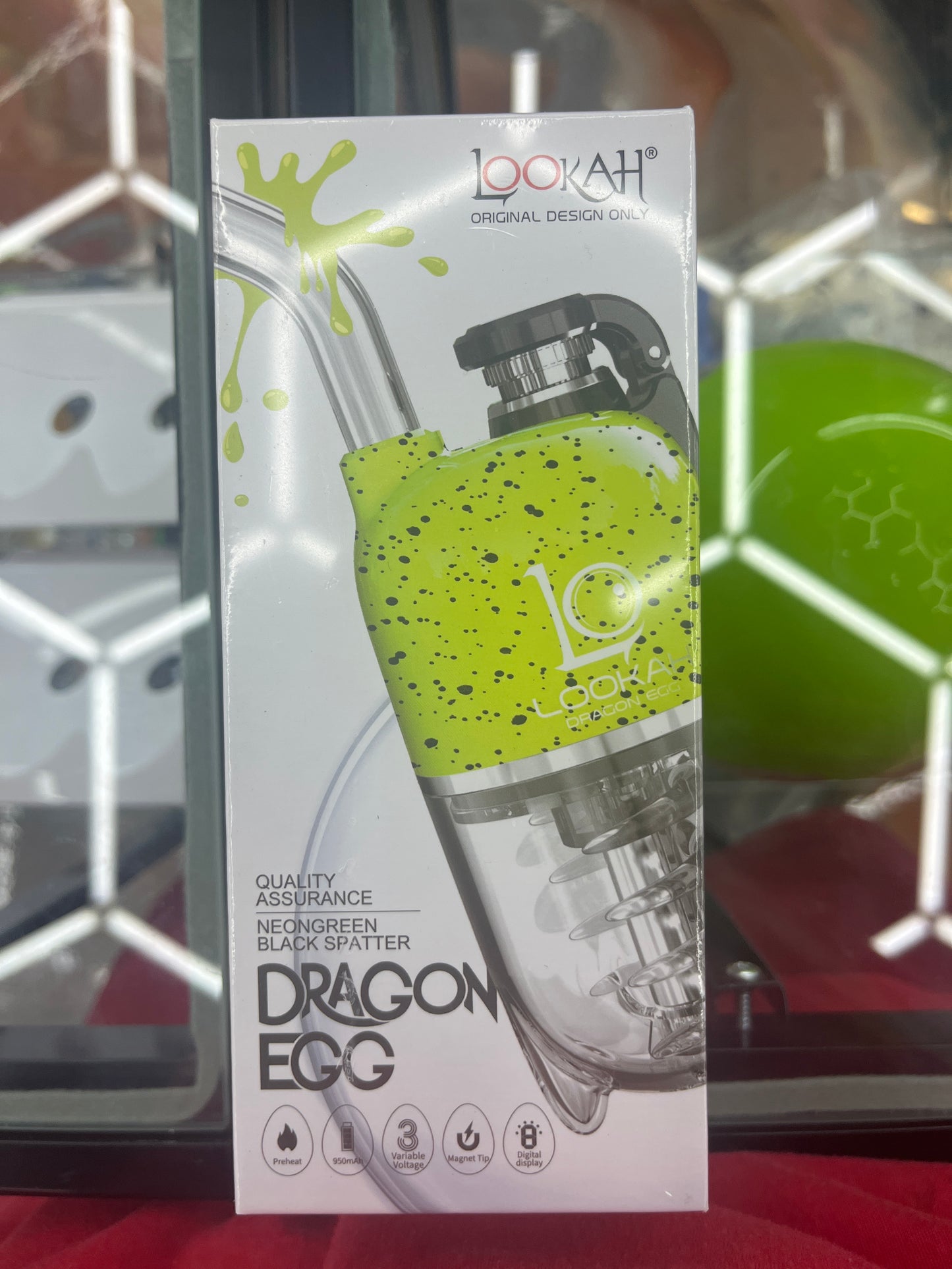 Lookah dragon egg, neon green black splatter