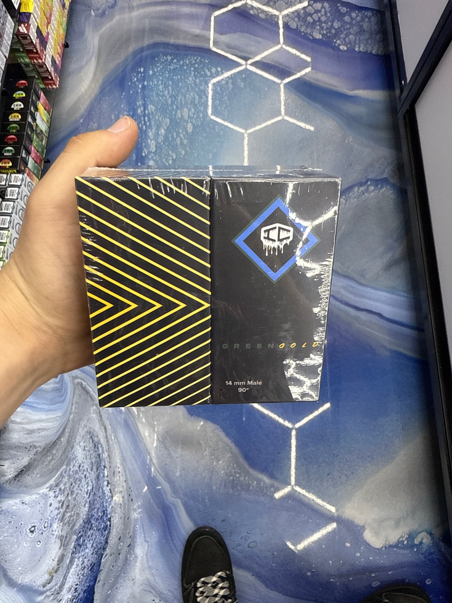 IC GLASS GREEN GOLD 14MM 90D QUARTZ BANGER SET