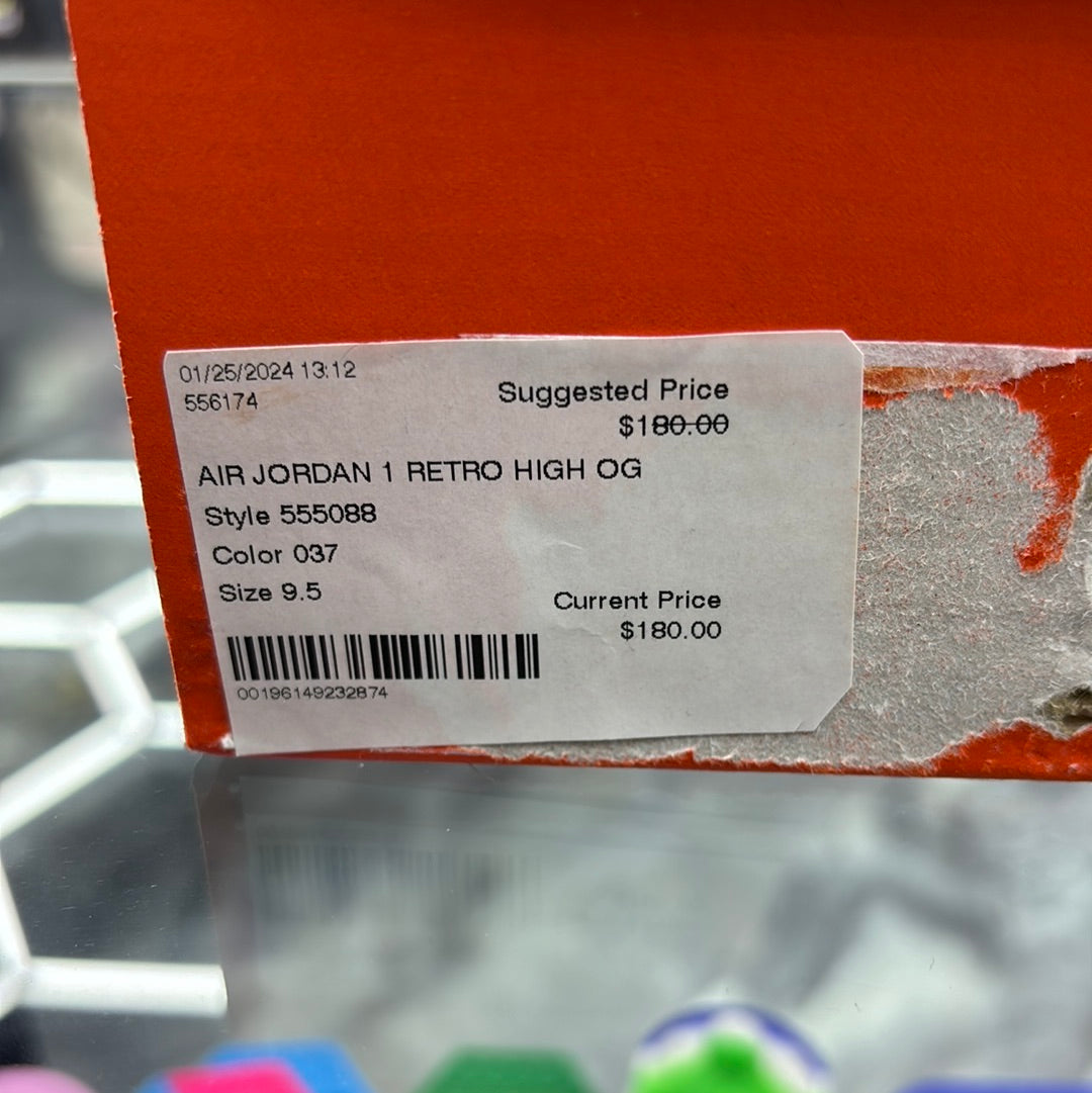 Air Jordan one retro high OG style 555088, color 037, size 9.5 M
