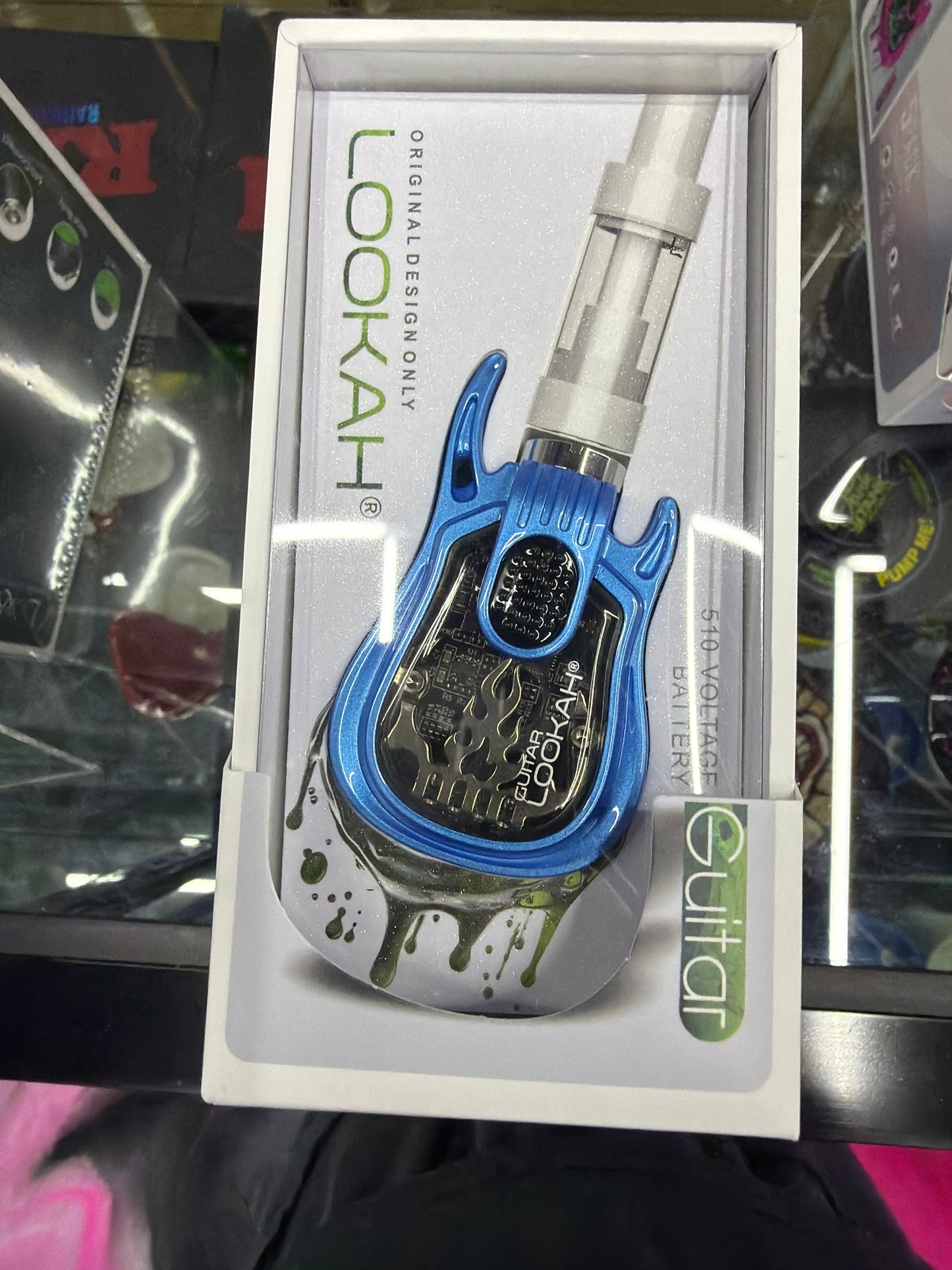 Lookah guitar battery light blue