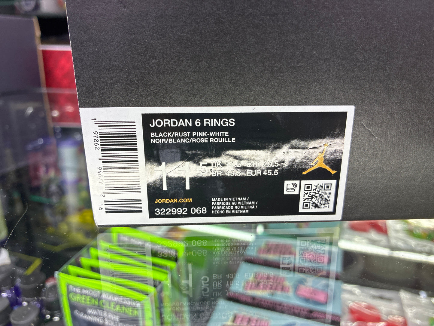 Jordan 6 rings black/rust pink white size 11.5