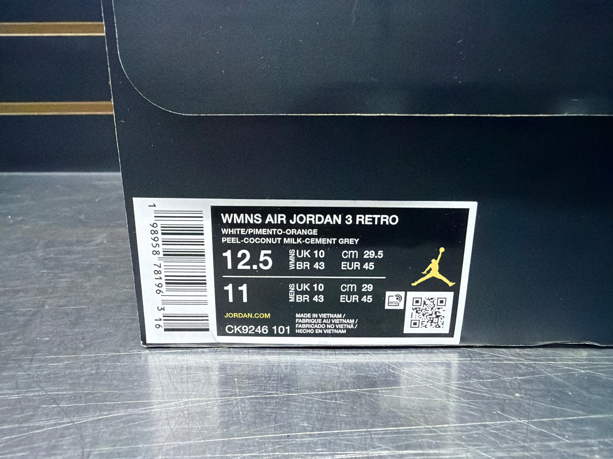 Jordan 3 Retro Orange Citrus Size 12.5