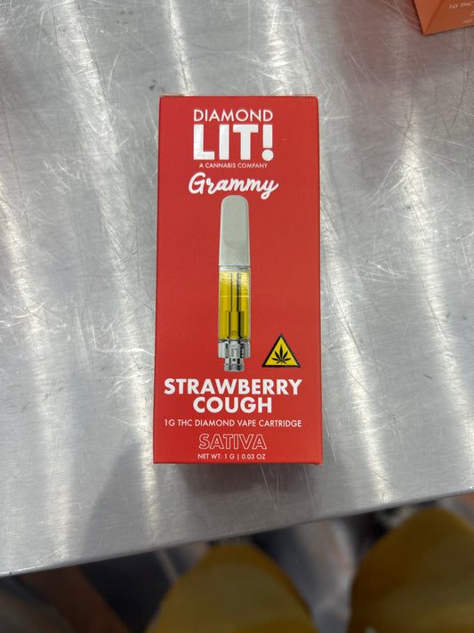 Diamond lit! Grammy 1g cartridge strawberry cough sativa