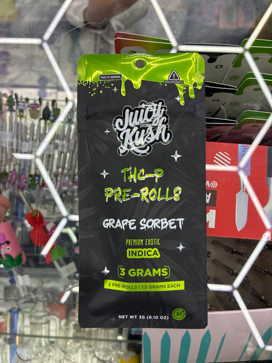 Juicy kush thc-p prerolls 3g grape sorbet indica