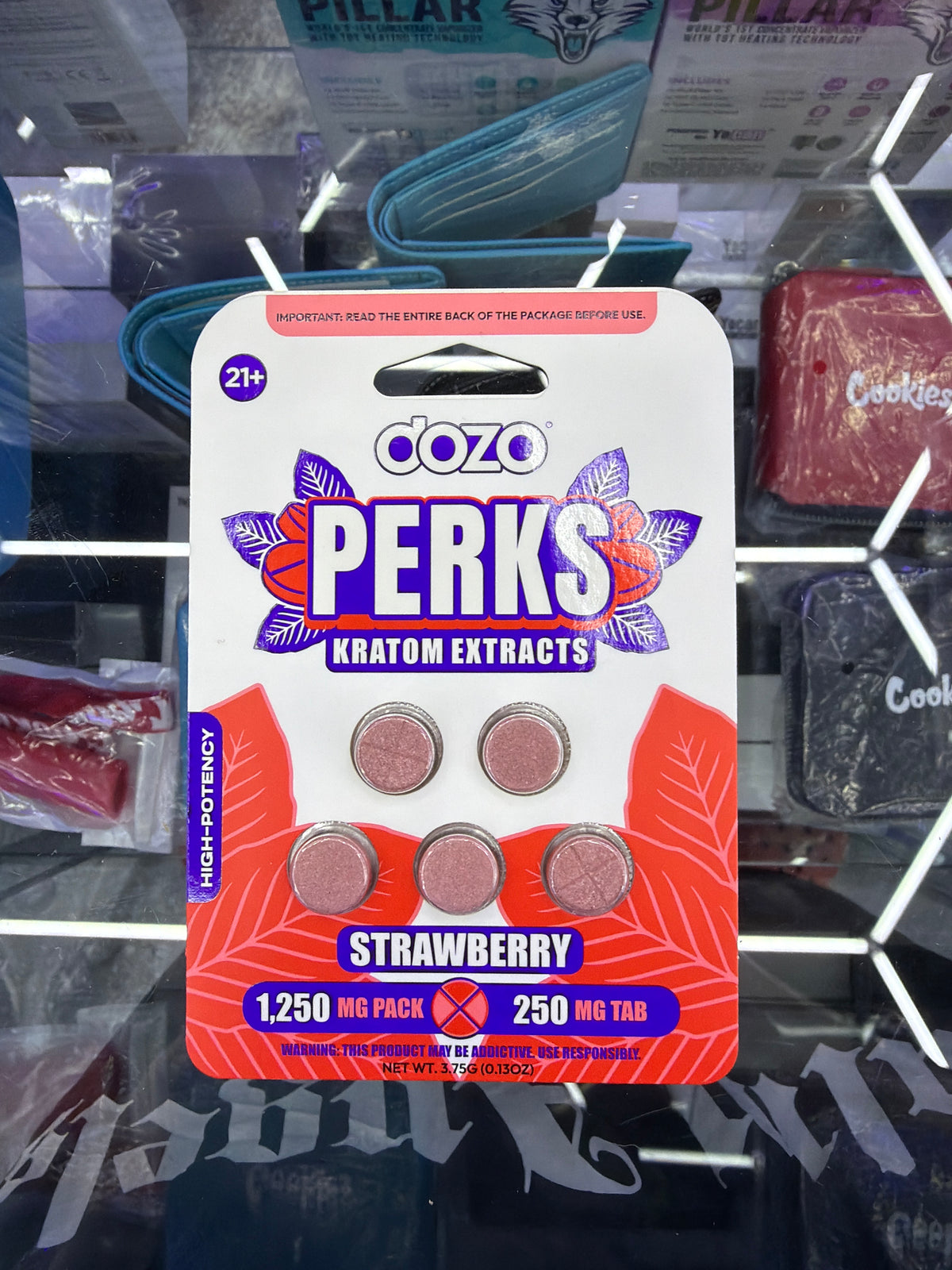 DOZO P.E.R.K.S kratom extract 250mg x 5ct strawberry