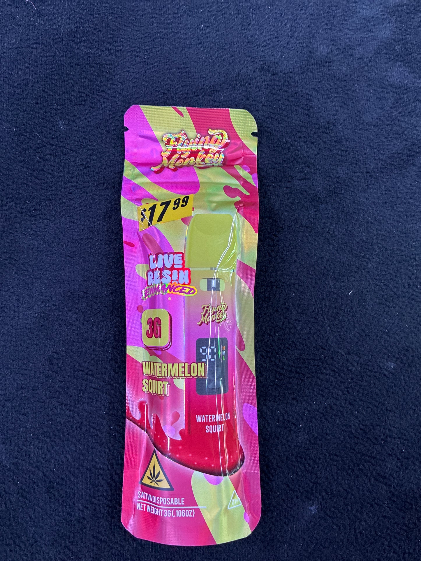 Flying monkey live resin enhanced 3g sativa watermelon squirt