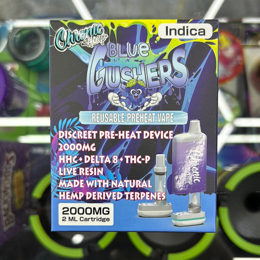 Chronic hemp blue gushers indica 2g cartridge with cartridge reusable battery