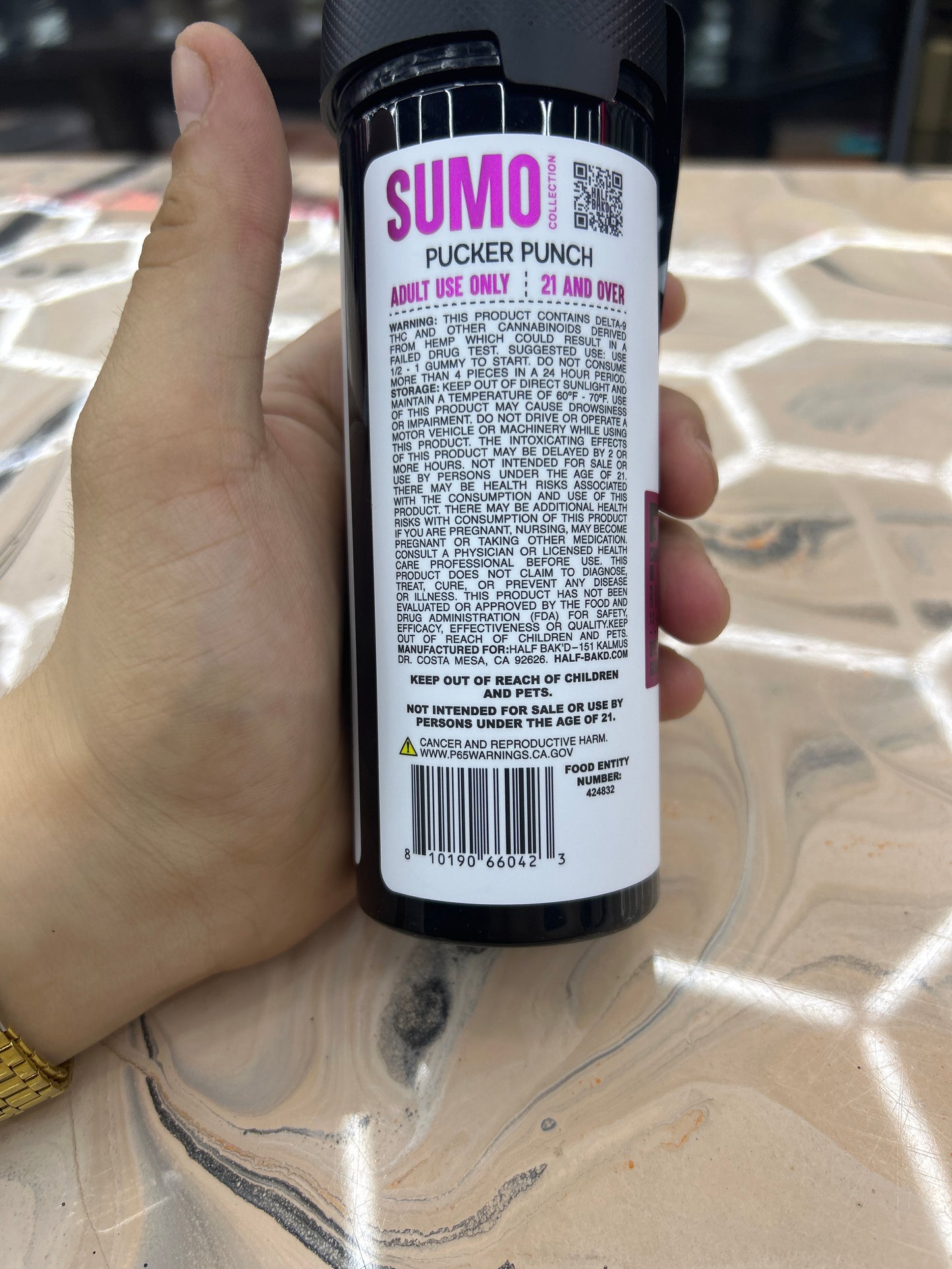 Half baked THCP sourd sumo gummy 10000mg 25ct jar pucker punch