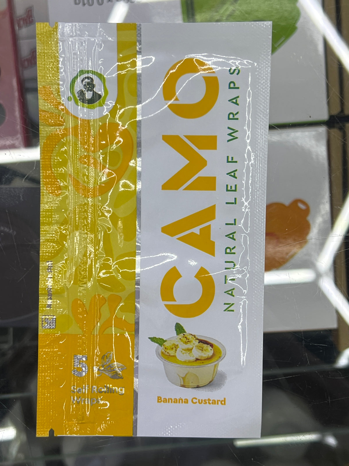 Camo leaf wrap banana custard