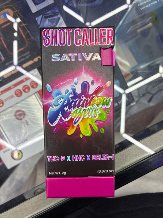 Shotcaller thcp x hhc x delta8 2g disposable sativa rainbow belts