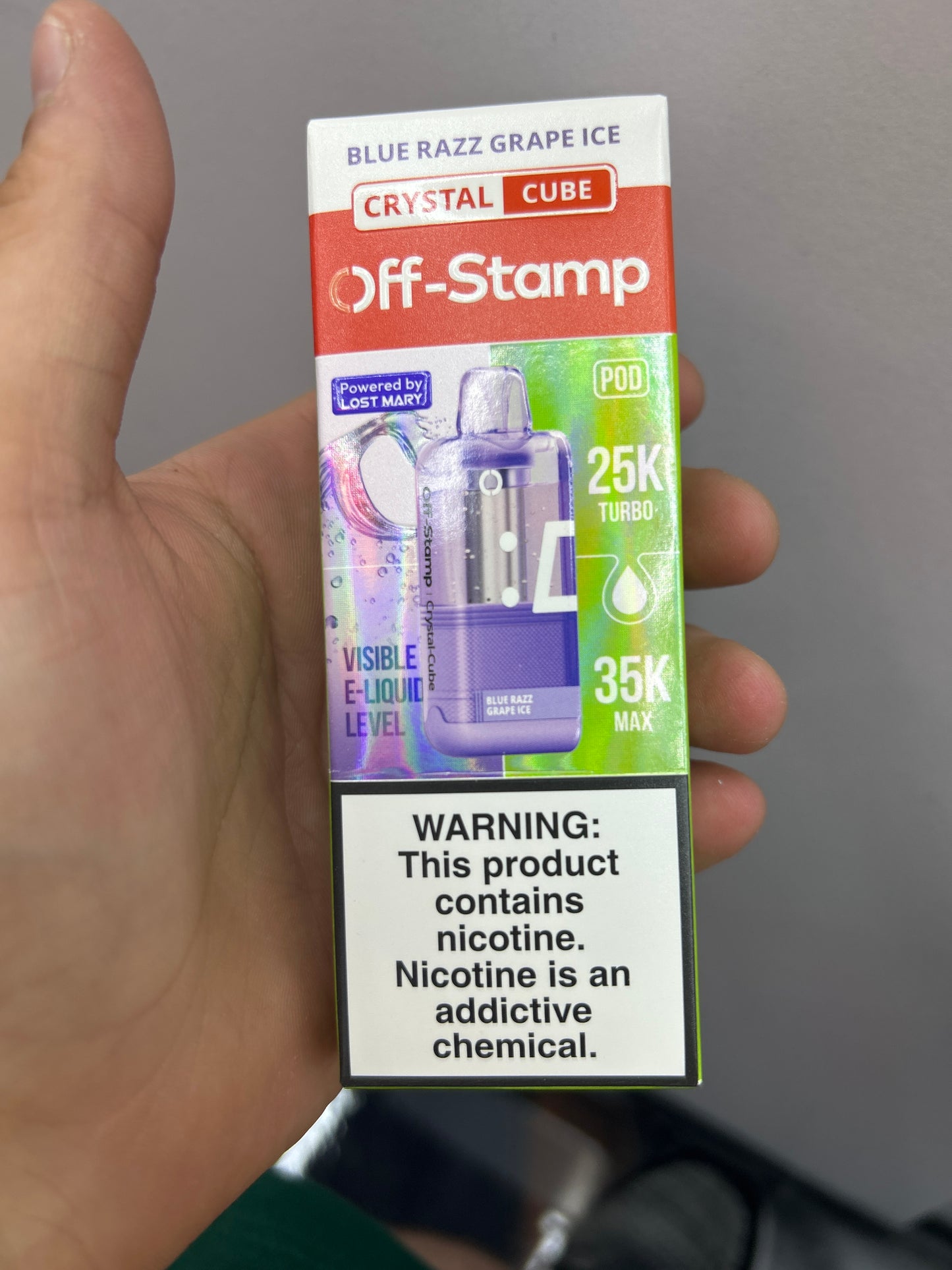 Off stamp crystal cube 25K blue razz grape ice