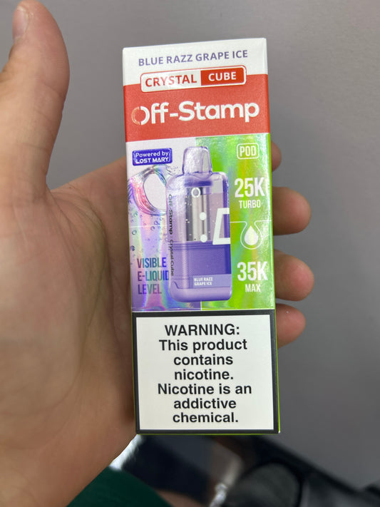 Off stamp crystal cube 25K blue razz grape ice