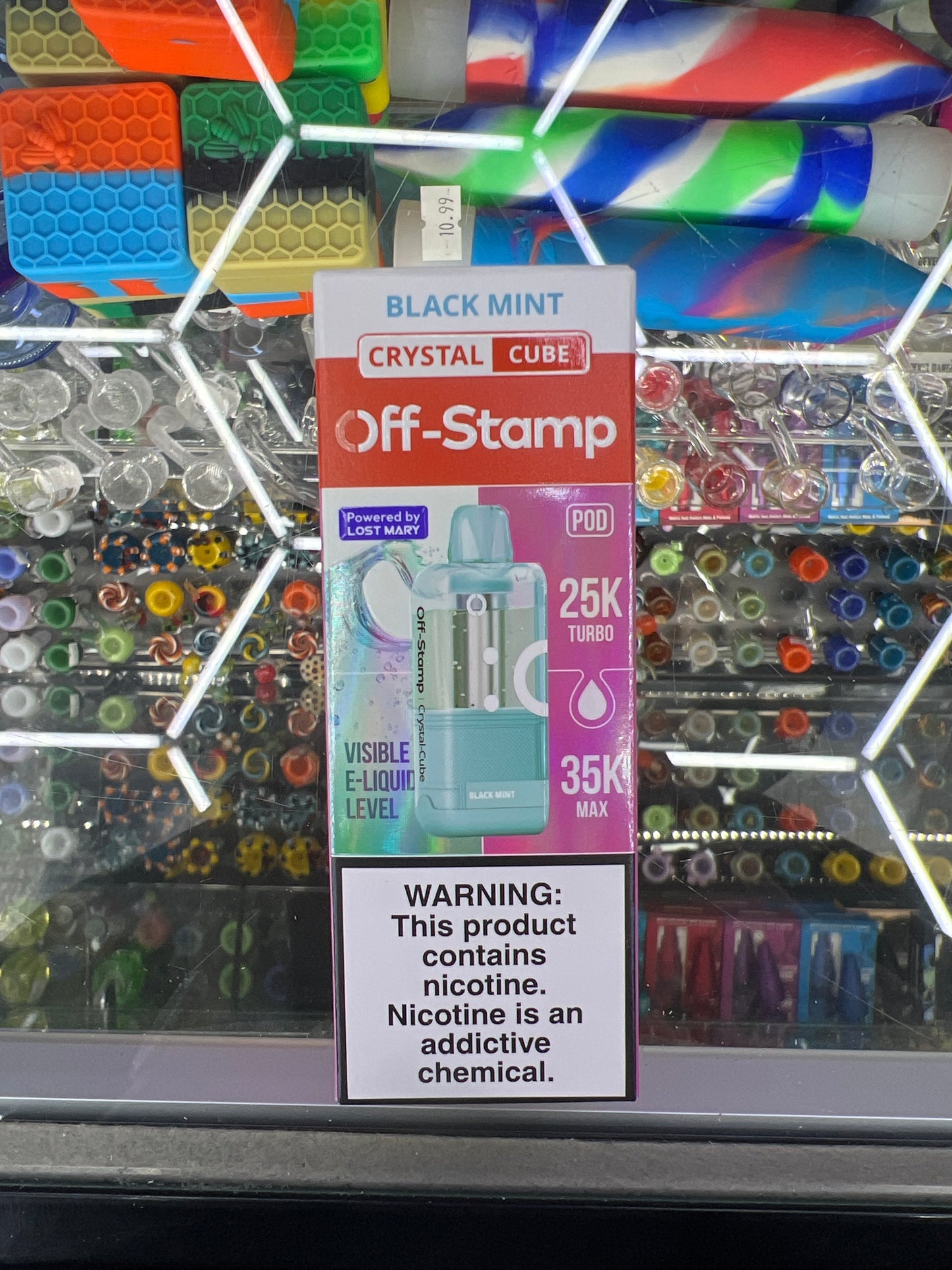 Off stamp crystal cube 25K black mint