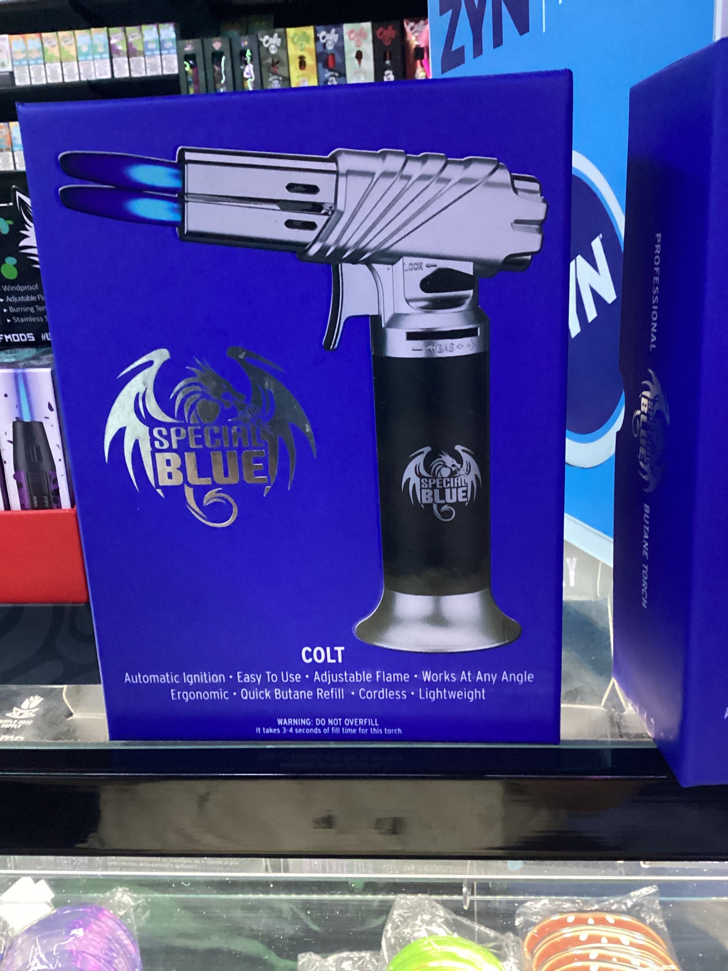 Special blue torch, colt, silver and black