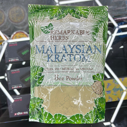 Remarkable herbs, malaysian Kratom , green vein mitragyna speciosa 8oz powder