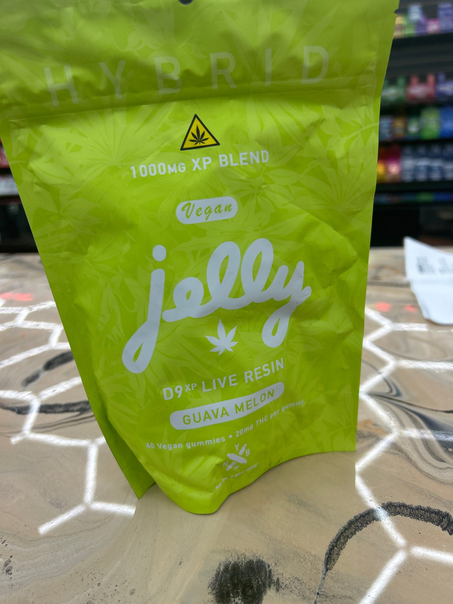 NYB jelly pure thc D9xp LR gummies 1000mg 40ct guava melon hybrid