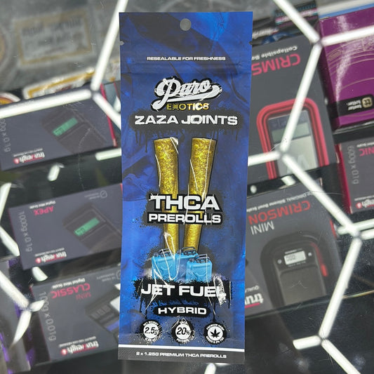 Puro exotics Zaza joints jet fuel 2.5G pre-rolls hybrid