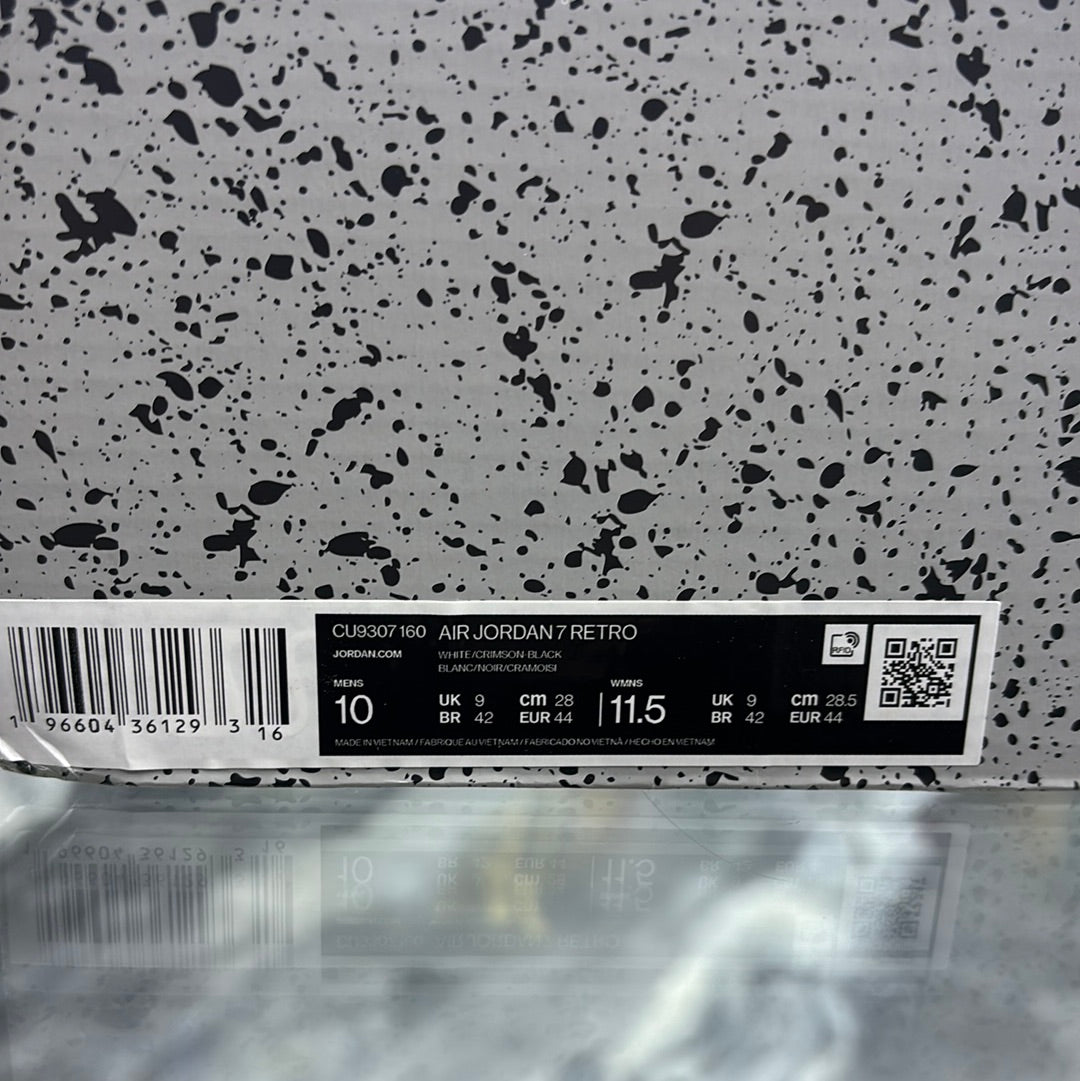 Air Jordan seven retro white/Crimson black size 10 M