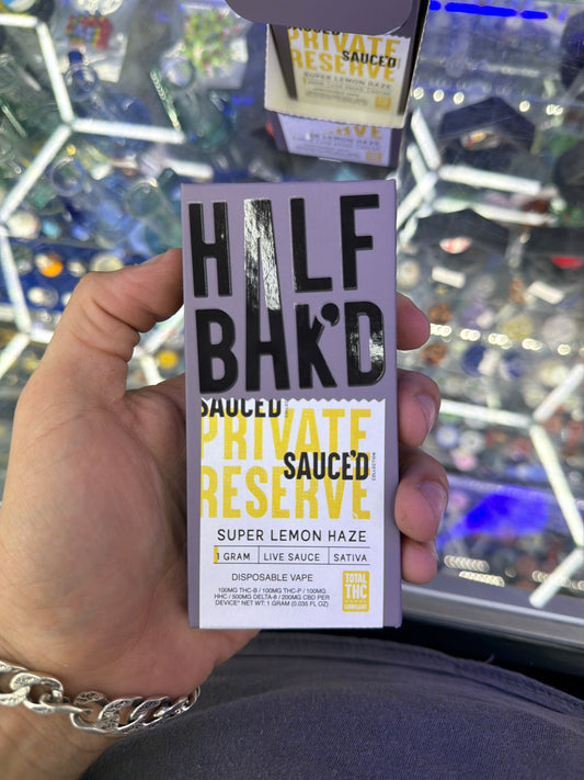 Half Bak’D Private reserve sauced thcp disposa vape 1g super lemon haze sativa
