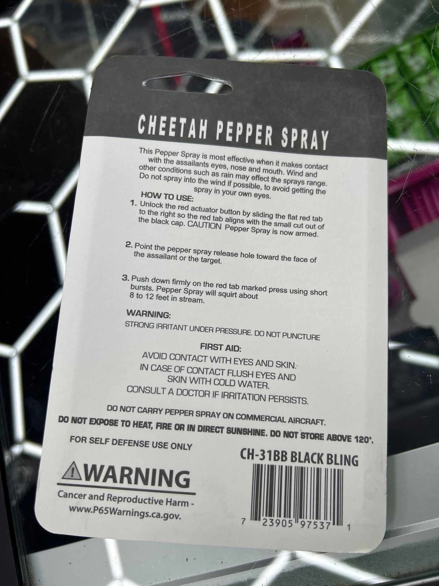 Cheetah Pepper spray defense spray black bling