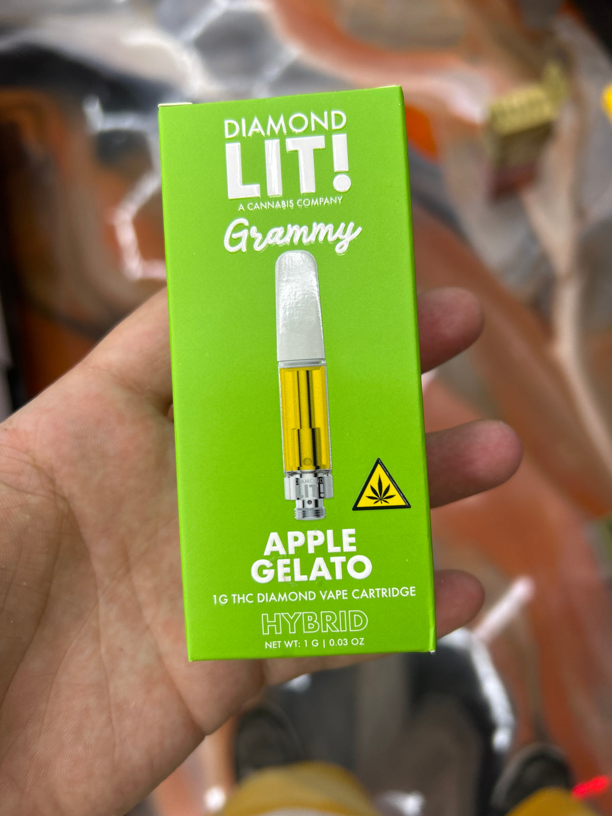 Diamond lit! Grammy 1g cartridge apple gelato hybrid