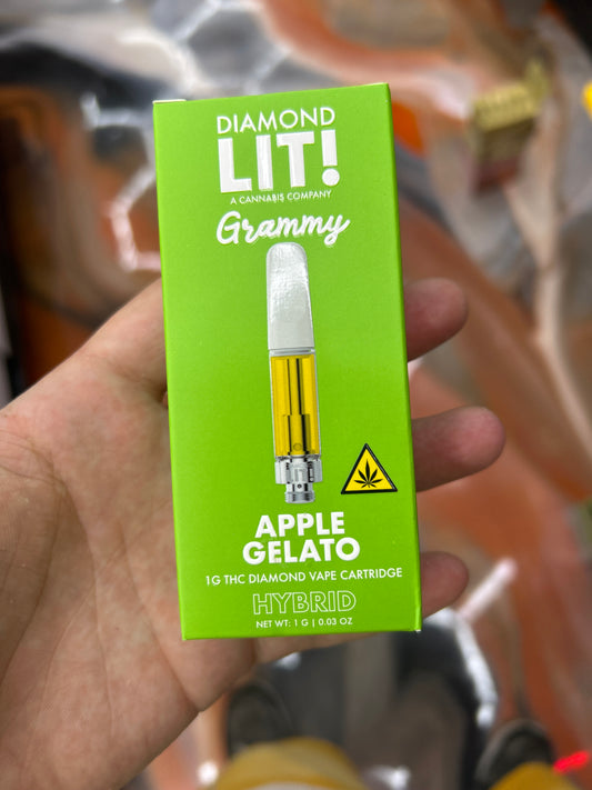 Diamond lit! Grammy 1g cartridge apple gelato hybrid