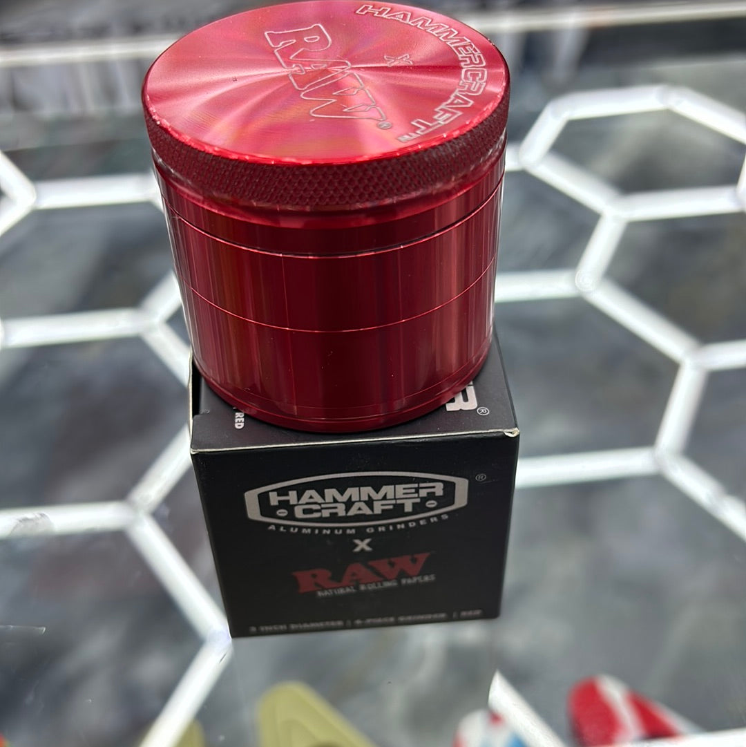 Raw X hammer craft, 2 inch diameter, 4 piece grinder red ￼