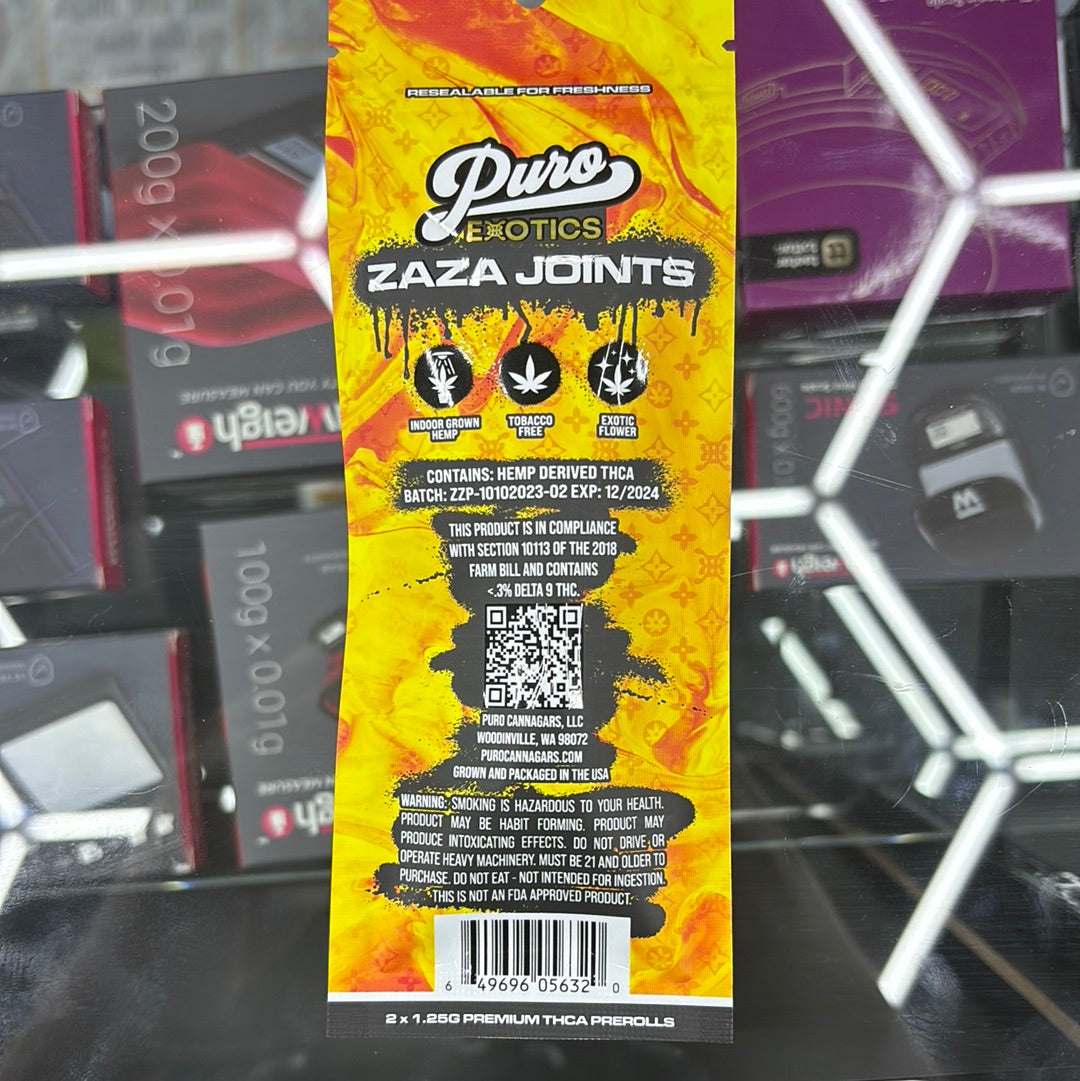 Puro exotics Zaza joints gelato 41 2.5G pre-rolls sativa