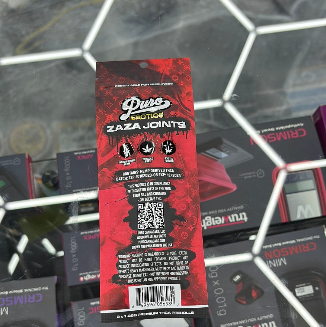 Puro exotics Zaza joints nerdz 2.5G pre-rolls hybrid