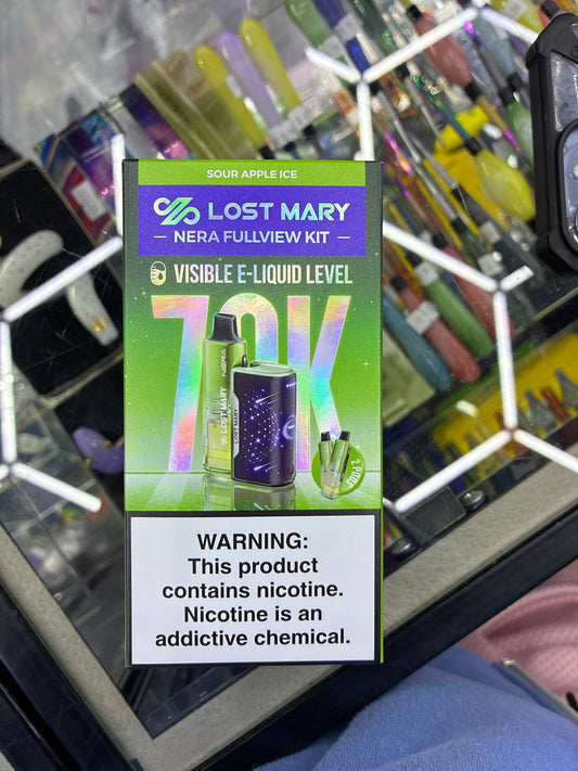 Lost Mary nera fullview kit 70k hits sour apple ice